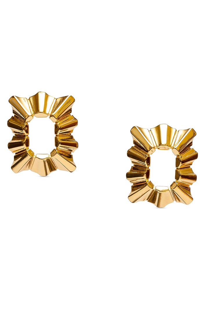 Gold Plated Brass Stud Earrings by ESS&NOI at Pernia's Pop Up Shop