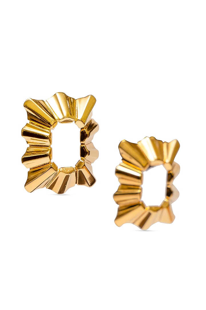 Gold Plated Brass Stud Earrings by ESS&NOI at Pernia's Pop Up Shop