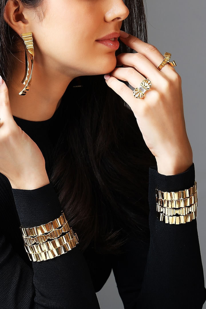 Gold Plated Ripple Bracelet by ESS&NOI at Pernia's Pop Up Shop
