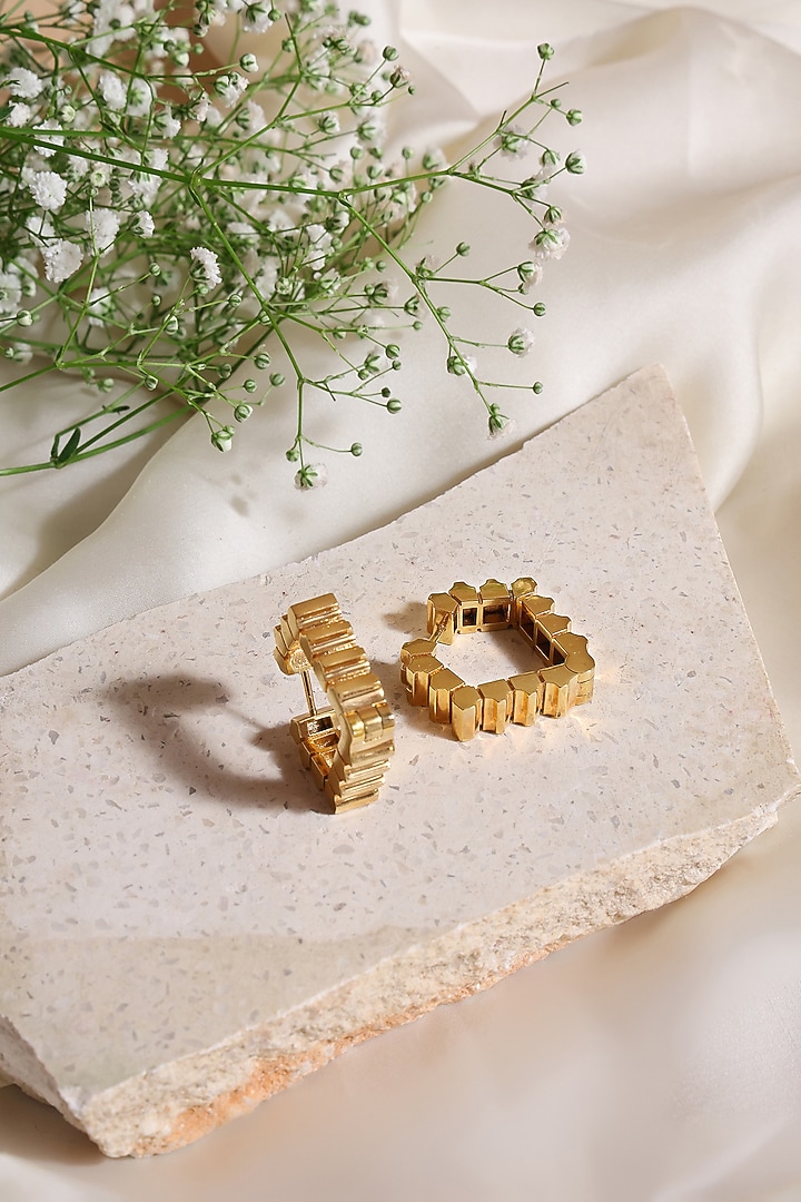 Gold Plated Geometric Hoop Earrings by ESS&NOI at Pernia's Pop Up Shop