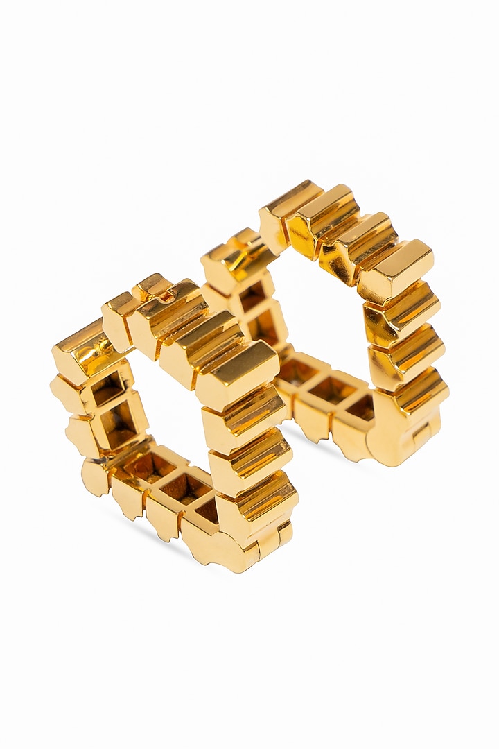 Gold Plated Geometric Hoop Earrings by ESS&NOI at Pernia's Pop Up Shop