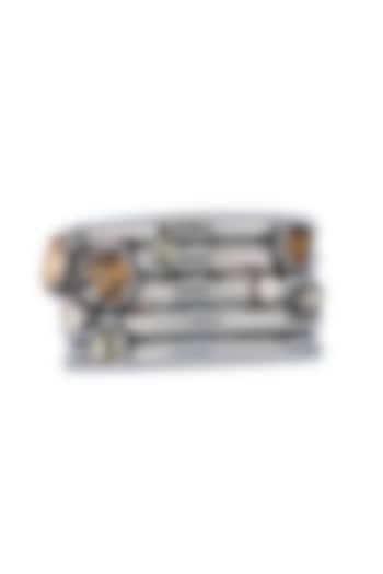 Ruthenium Finish Smoked Topaz Swarovski Stone Cuff by ESS&NOI at Pernia's Pop Up Shop