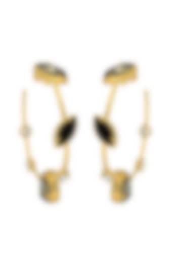 Matte Gold Plated Swarovski Stone Hoop Earrings by ESS&NOI at Pernia's Pop Up Shop