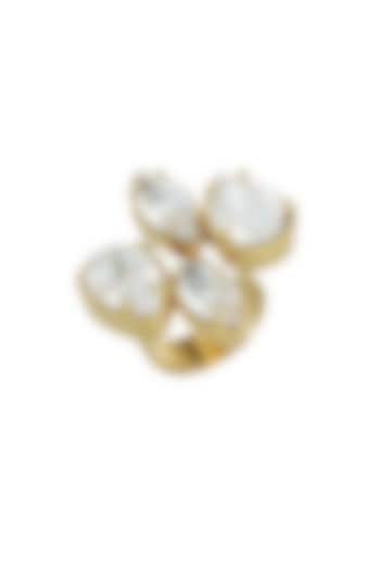 Matte Gold Plated Swarovski Crystal Ring by ESS&NOI at Pernia's Pop Up Shop