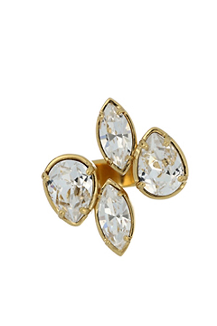 Matte Gold Plated Swarovski Crystal Ring by ESS&NOI at Pernia's Pop Up Shop