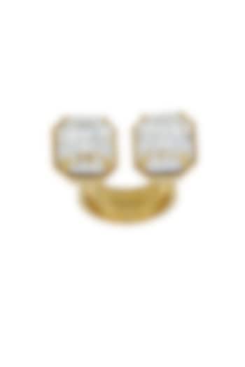 Matte Gold Plated Swarovski Crystal Bow Ring by ESS&NOI at Pernia's Pop Up Shop