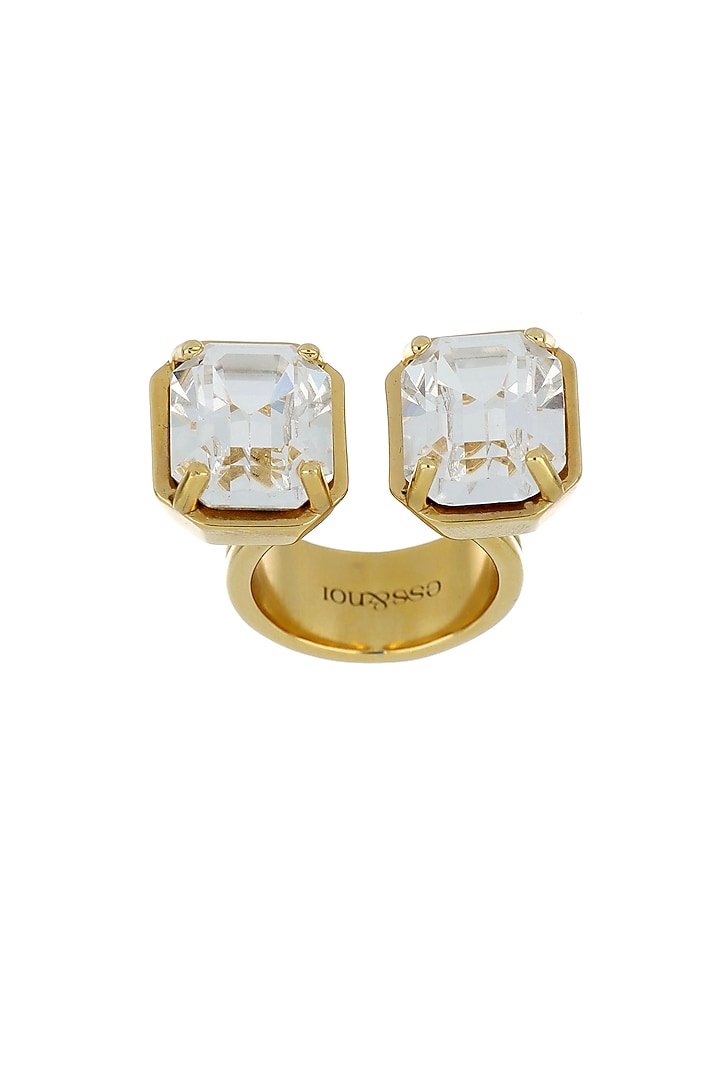 Matte Gold Plated Swarovski Crystal Bow Ring by ESS&NOI at Pernia's Pop Up Shop