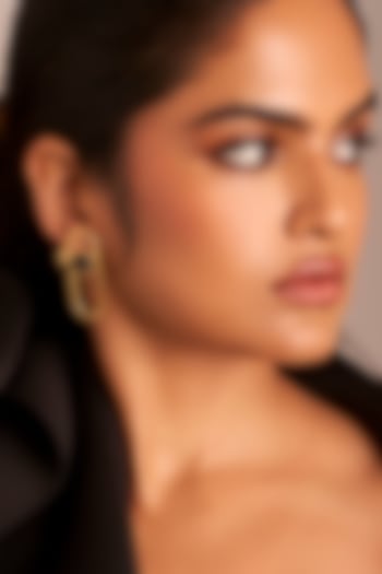 Matte Gold Plated Swarovski Stone Halo Stud Earrings by ESS&NOI at Pernia's Pop Up Shop