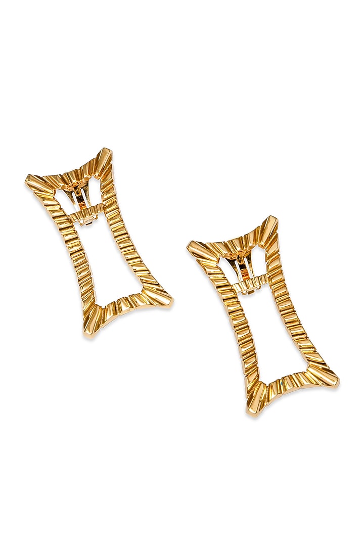 Gold Plated Brass Stud Earrings by ESS&NOI at Pernia's Pop Up Shop