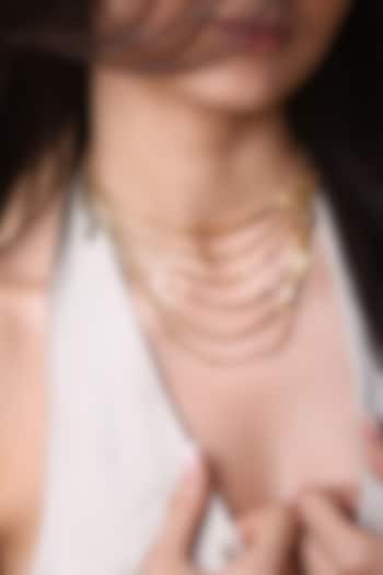 Gold Plated Brass Layered Necklace by ESS&NOI at Pernia's Pop Up Shop