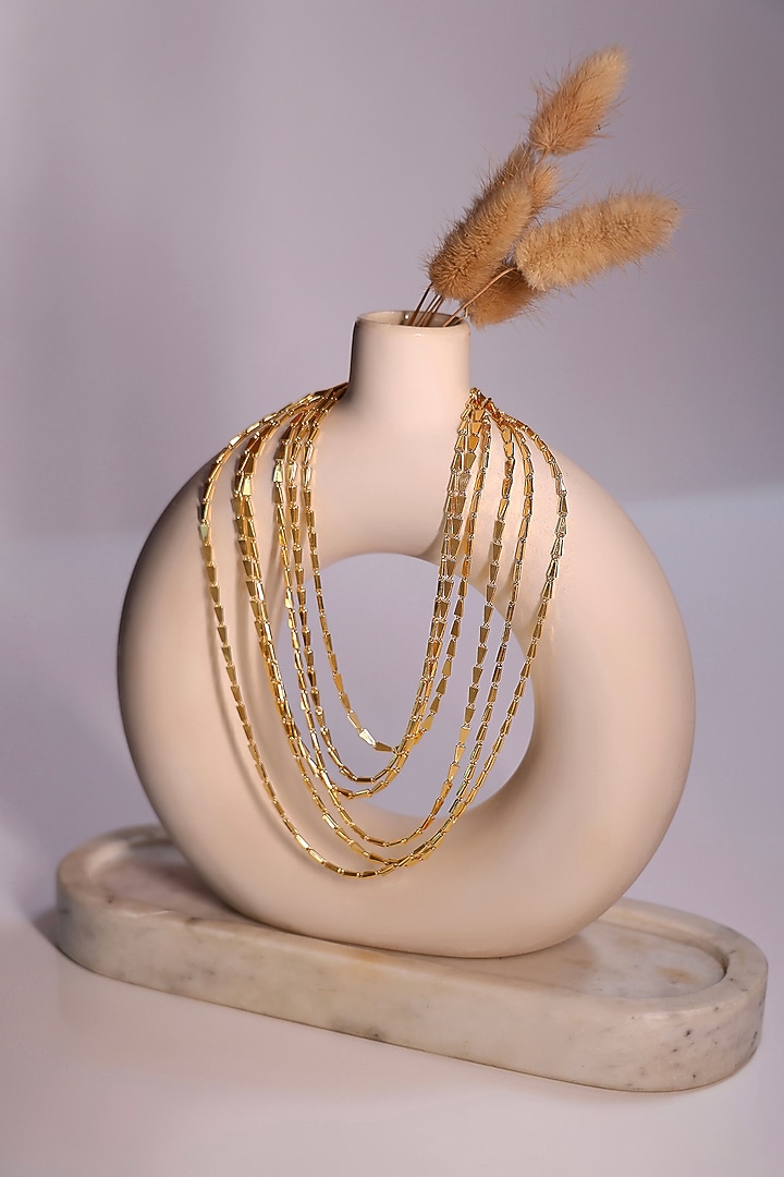 Gold Plated Brass Layered Necklace by ESS&NOI at Pernia's Pop Up Shop