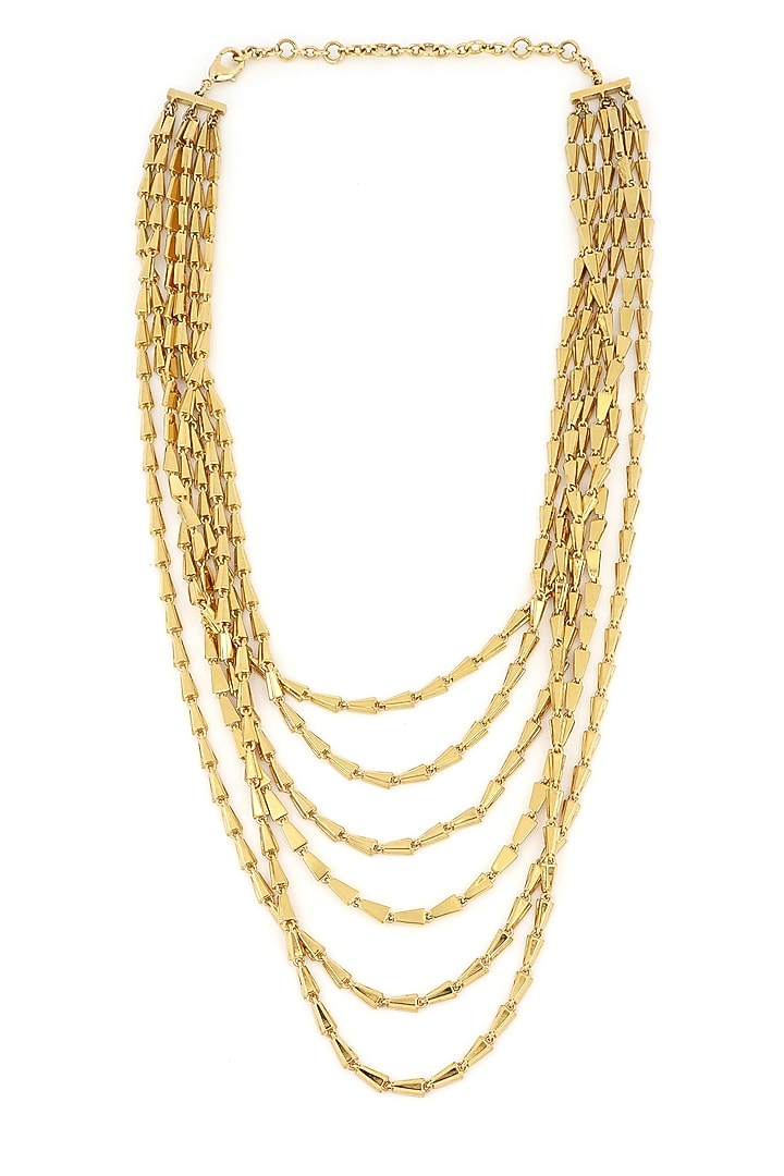 Gold Plated Brass Layered Necklace by ESS&NOI at Pernia's Pop Up Shop