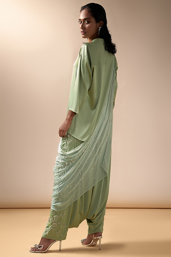 Olive Satin Kurta Set by Esha Sethi Thirani at Pernia's Pop Up Shop