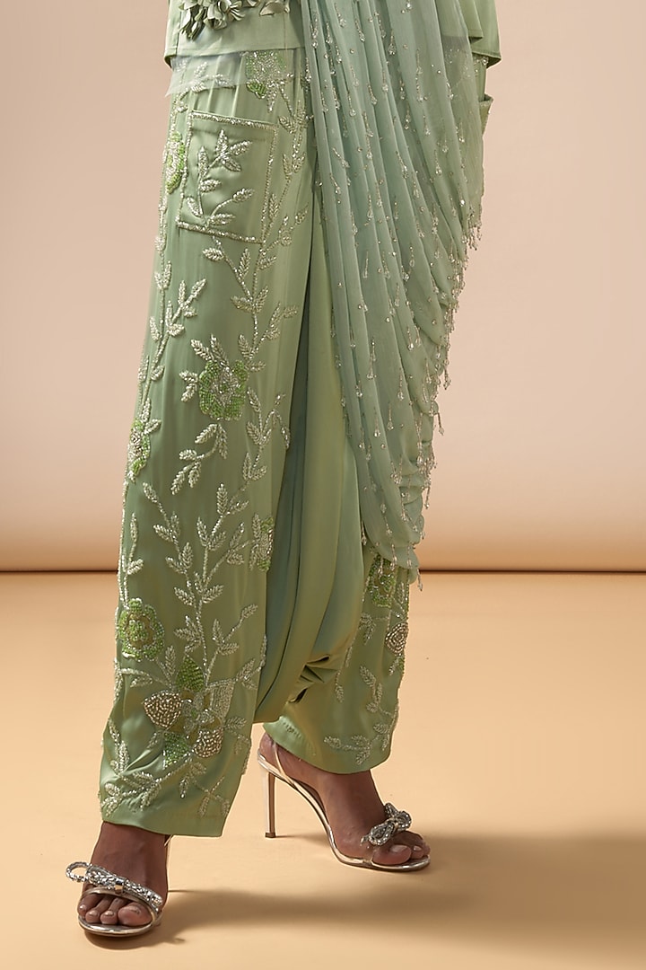 Olive Satin Kurta Set by Esha Sethi Thirani at Pernia's Pop Up Shop