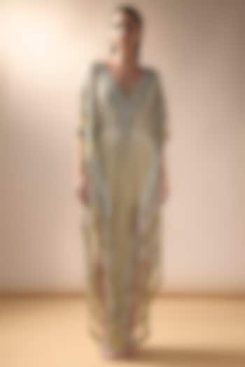 Lime Tulle Embellished Kaftan by Esha Sethi Thirani at Pernia's Pop Up Shop