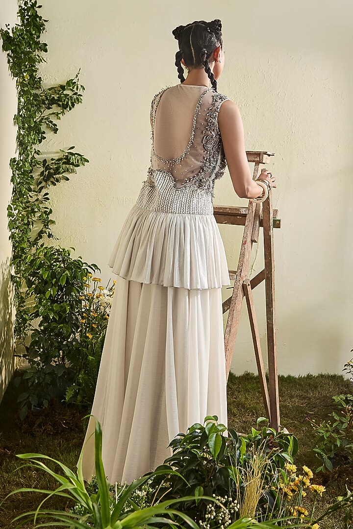 Ivory Chiffon Co-Ord Set by Esha Sethi Thirani at Pernia's Pop Up Shop