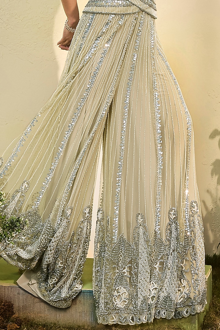 Celery Green Tulle Halter Jumpsuit by Esha Sethi Thirani at Pernia's Pop Up Shop