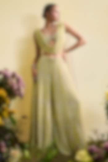 Mindaro Green Tulle Bridal Sharara Set by Esha Sethi Thirani at Pernia's Pop Up Shop