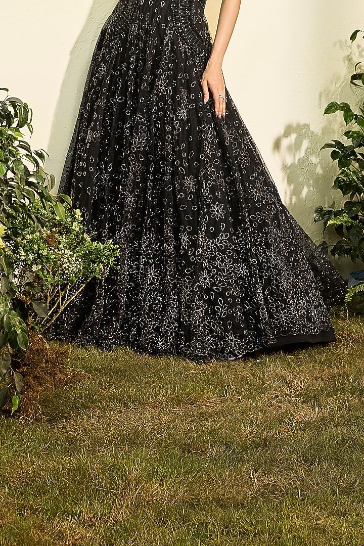 Black Tulle Cutwork Bridal Gown by Esha Sethi Thirani at Pernia's Pop Up Shop