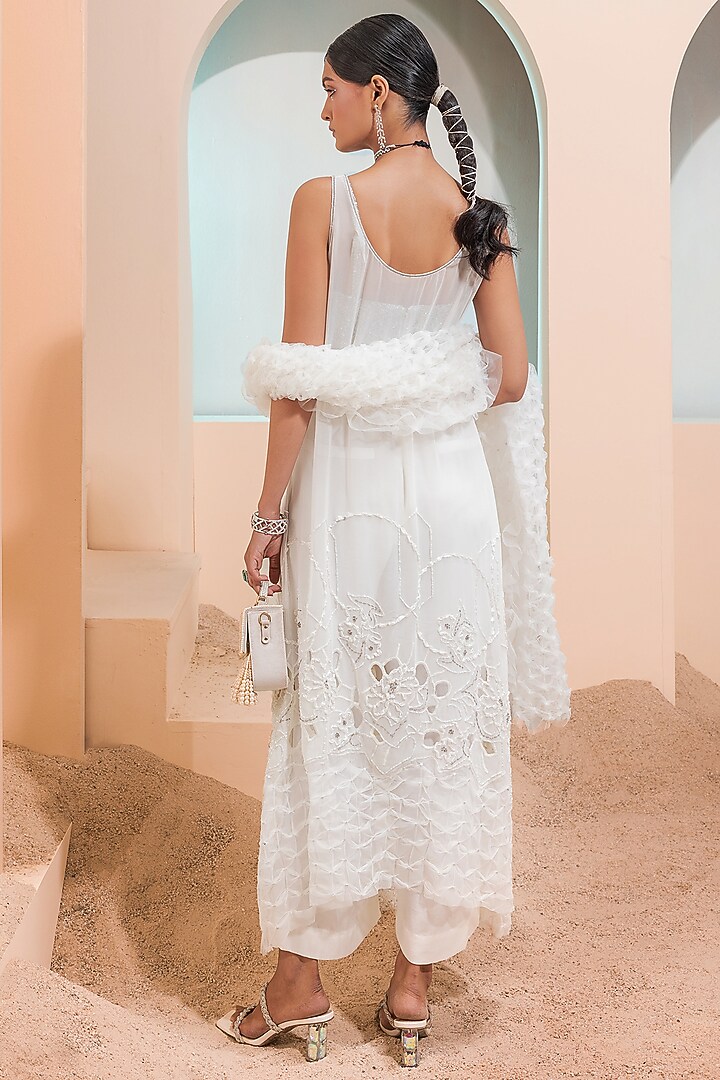 White Georgette Tunic Set by Esha Sethi Thirani at Pernia's Pop Up Shop