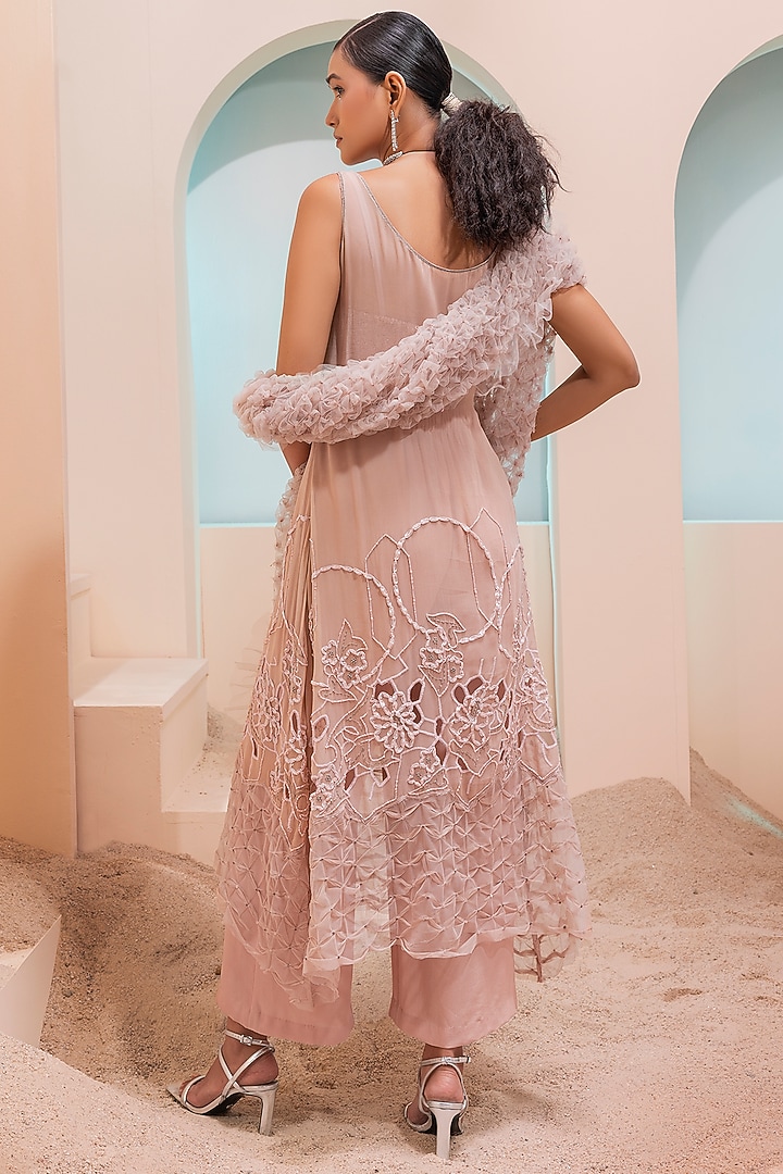 Burnt Pink Georgette Tunic Set by Esha Sethi Thirani at Pernia's