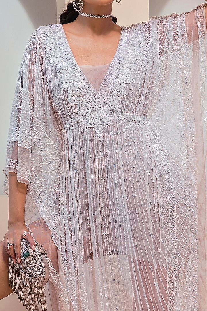 Pink Tulle & Jersey Kaftan by Esha Sethi Thirani at Pernia's Pop Up Shop