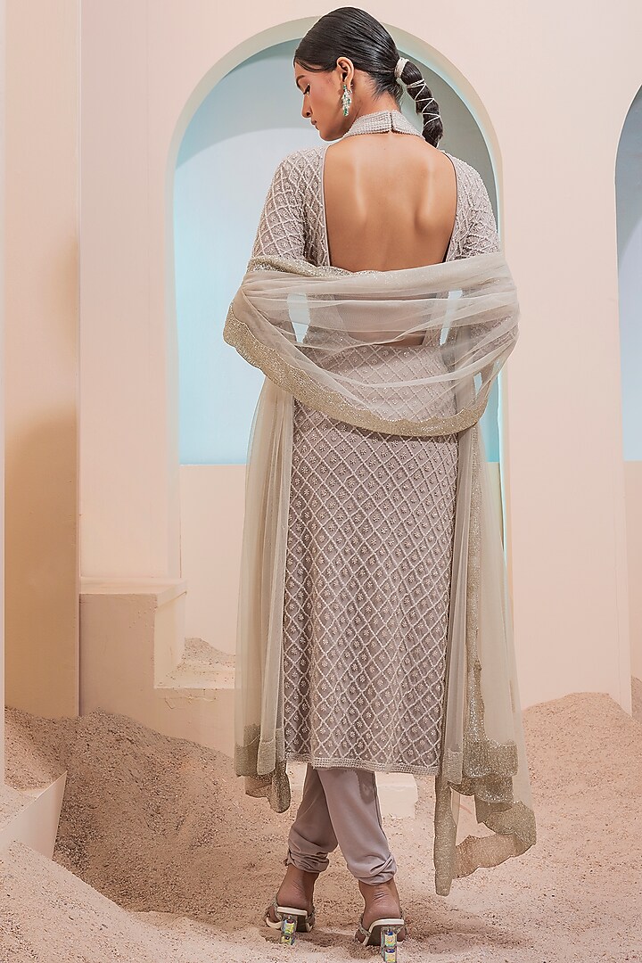 Beige Embroidered Tunic Set by Esha Sethi Thirani at Pernia's Pop Up Shop