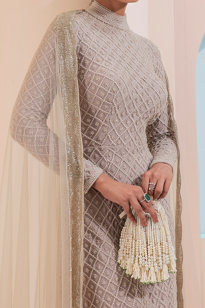 Beige Embroidered Tunic Set by Esha Sethi Thirani at Pernia's Pop Up Shop