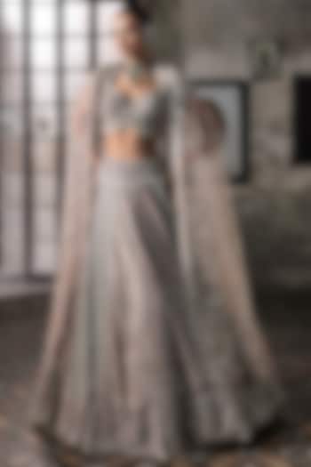 Multi-Colored Tulle Hand Embroidered Bridal Lehenga Set by Esha Sethi Thirani at Pernia's Pop Up Shop