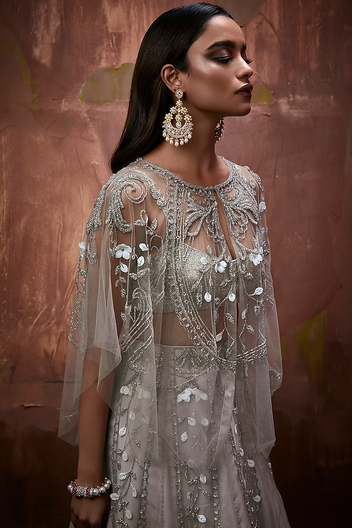 Stone 3D Embroidered Bridal Lehenga Set by Esha Sethi Thirani at Pernia's Pop Up Shop