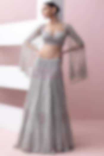 Baby Blue Tulle Bridal Lehenga Set by Esha Sethi Thirani at Pernia's Pop Up Shop