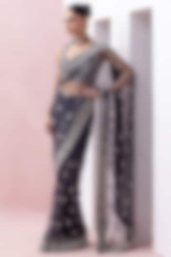 Aegean Blue Tulle Saree Set by Esha Sethi Thirani at Pernia's Pop Up Shop