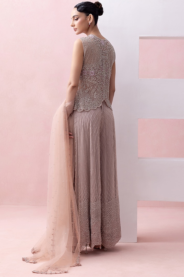 Blush Pink Tulle Bridal Sharara Set by Esha Sethi Thirani at Pernia's Pop Up Shop