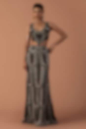 Brown Jersey & Tulle Bead Embroidered Bridal Gown by Esha Sethi Thirani at Pernia's Pop Up Shop