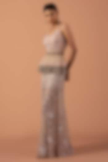 Blush Pink Tulle & Jersey Metallic Sequins  Co-Ord Set by Esha Sethi Thirani at Pernia's Pop Up Shop