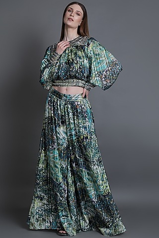 Green Embellished Co-Ord Set by Estera