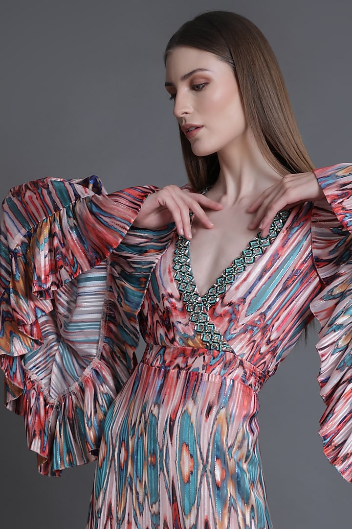 Multi-Colored Embroidered Wrap Vacation Dress by Estera at Pernia's Pop Up Shop