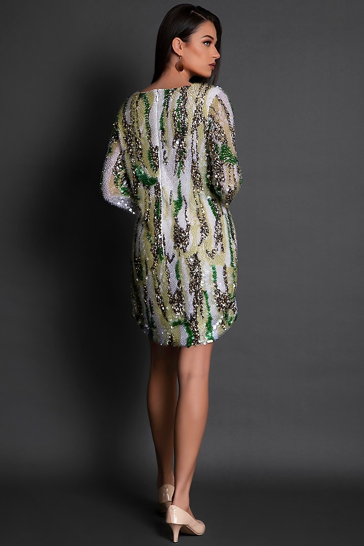 Ivory Sequined Mini Cocktail Dress by Estera at Pernia's Pop Up Shop
