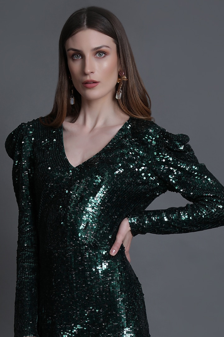 Green Sequins Cocktail Dress by Estera at Pernia's Pop Up Shop