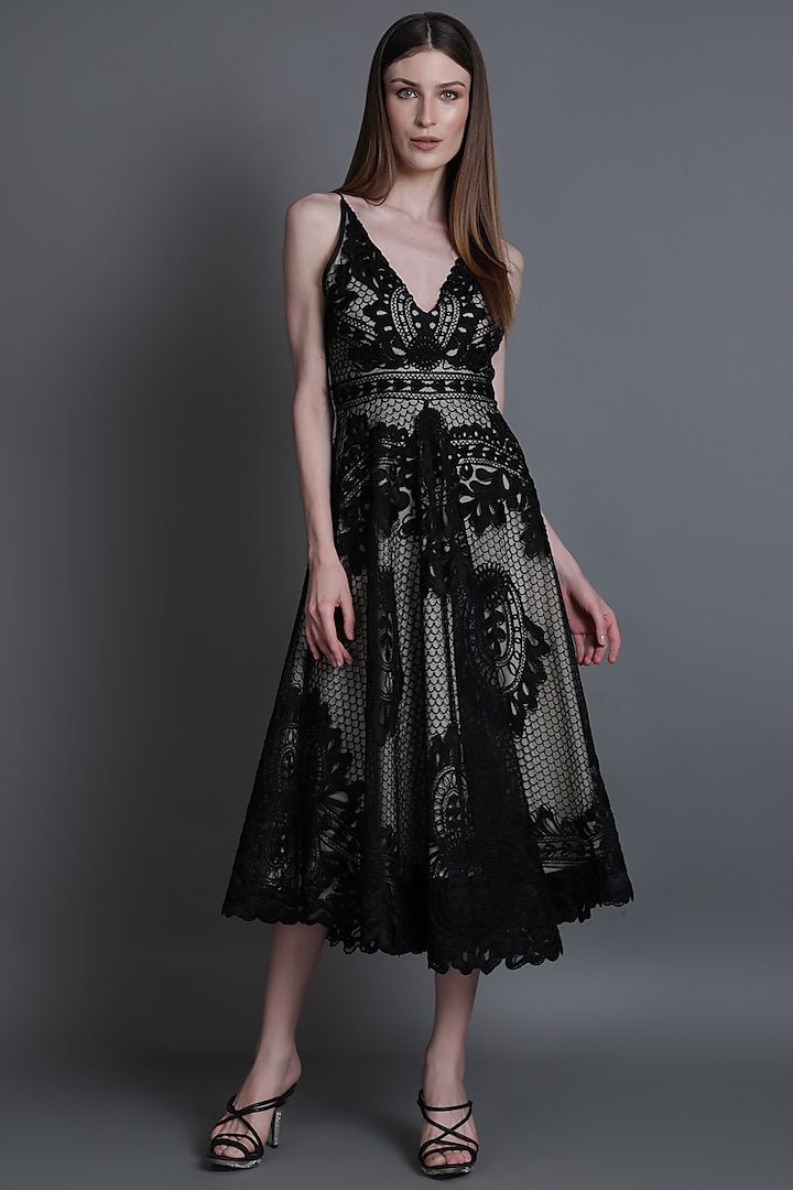 Black Embroidered Dress by Estera