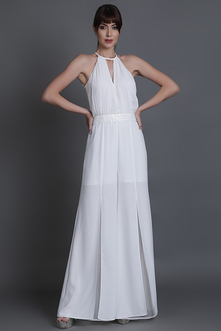 Ivory Pleated Jumpsuit by Estera