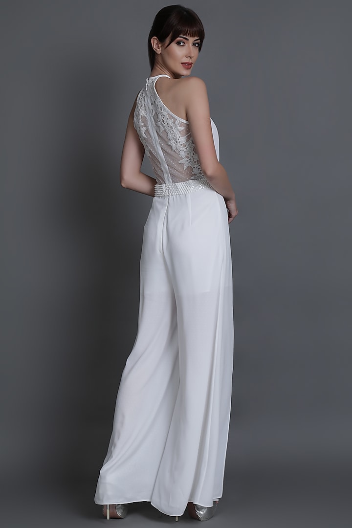 Ivory Pleated Jumpsuit by Estera at Pernia's Pop Up Shop