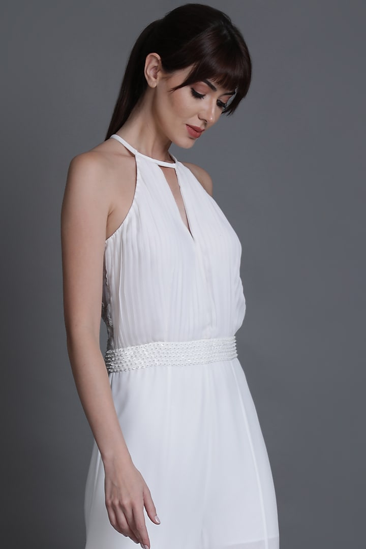 Ivory Pleated Jumpsuit by Estera at Pernia's Pop Up Shop