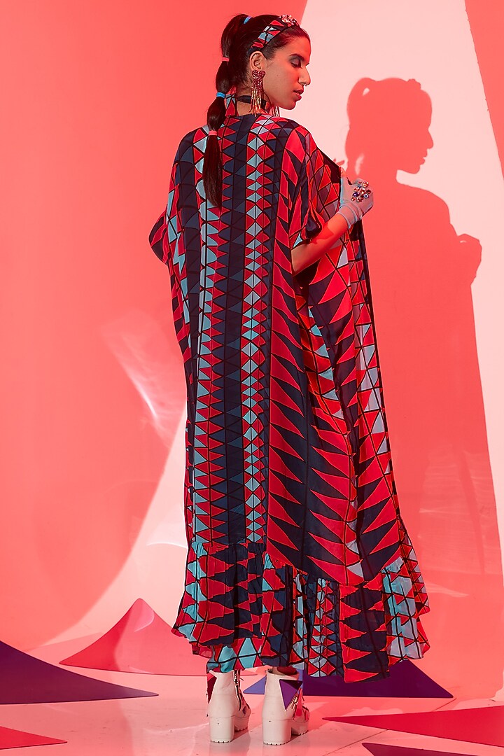 Multi-Colored Viscose Crepe Cape Set by Esha L Amin at Pernia's Pop Up Shop