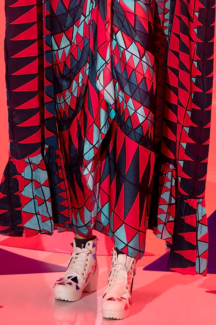 Multi-Colored Viscose Crepe Cape Set by Esha L Amin at Pernia's Pop Up Shop