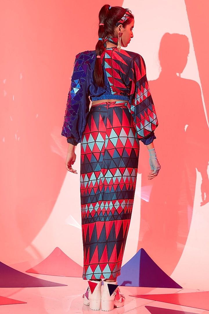 Multi-Colored Viscose Crepe Printed Skirt Set by Esha L Amin at Pernia's Pop Up Shop
