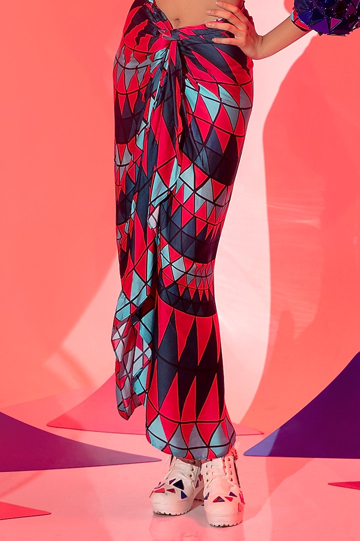 Multi-Colored Viscose Crepe Printed Skirt Set by Esha L Amin at Pernia's Pop Up Shop