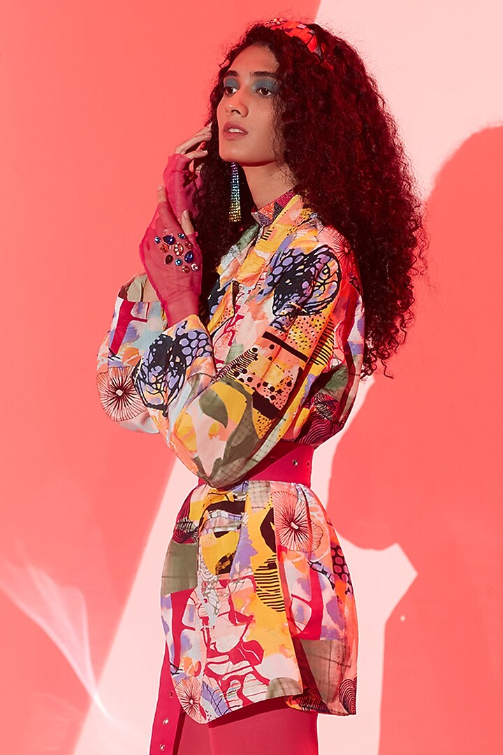 Multi-Coloured Viscose Crepe Co-Ord Set by Esha L Amin at Pernia's Pop Up Shop