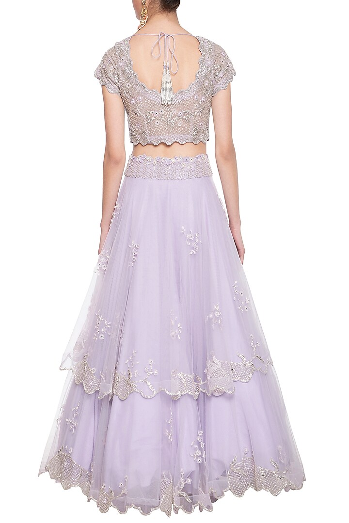 Lavender embroidered Wedding Lehenga set by Eshaani Jayaswal at Pernia's Pop Up Shop