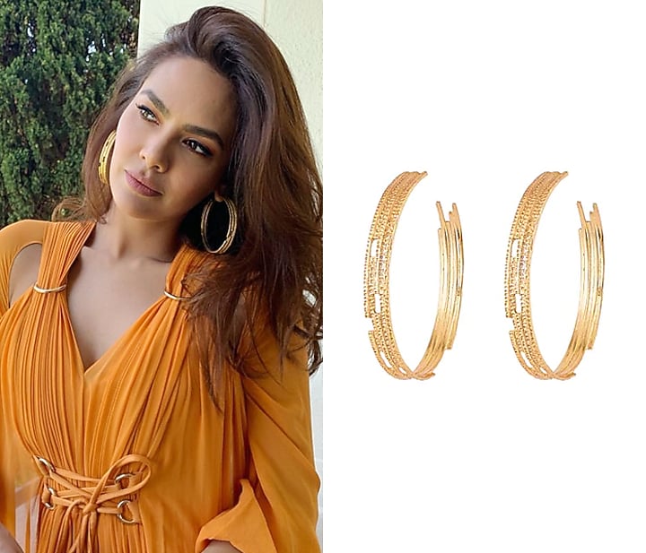 Gold Plated Textured Oversized Hoop Earrings by Flowerchild By Shaheen Abbas at Pernia's Pop Up Shop